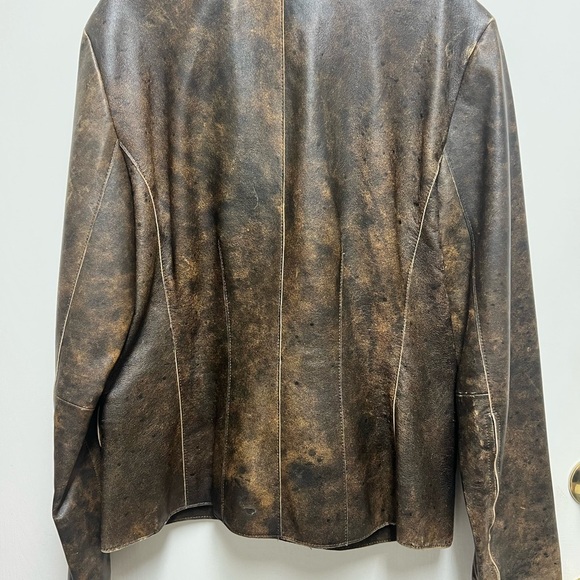 Vtg 80s Margaret Godfrey Dark Brown Fitted Leather Blazer Jacket Women's Size 8 - Picture 9 of 15